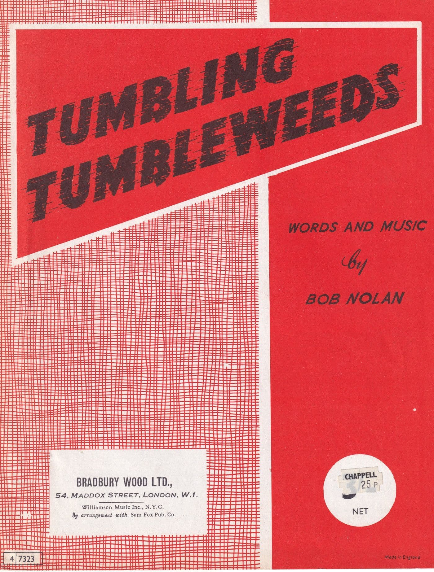 Tumbling Tumbleweeds Bob Nolan 1950s Sheet Music