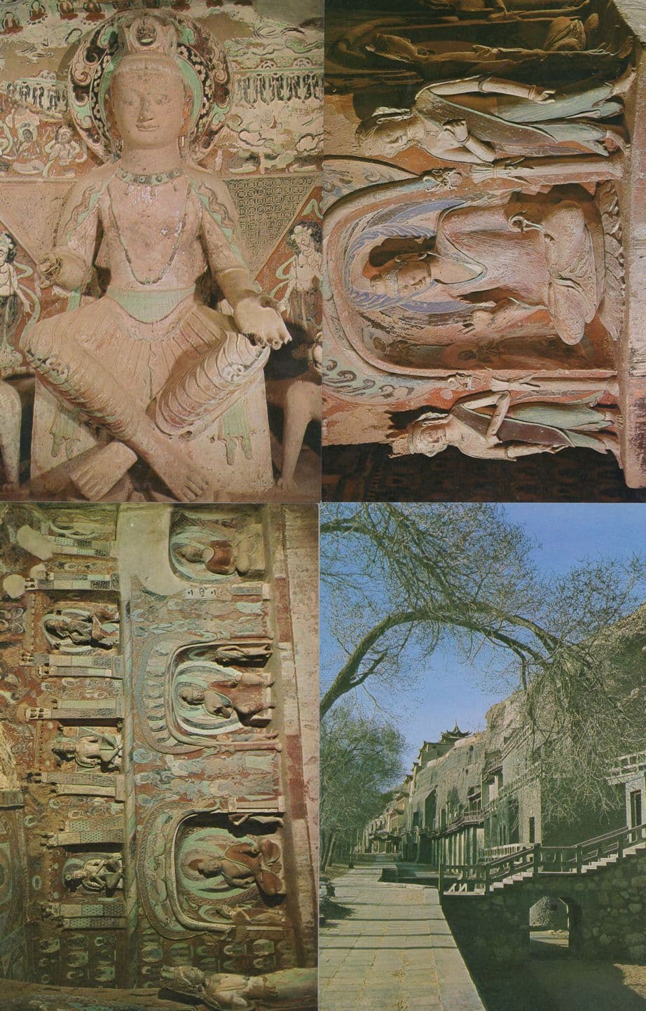 Tunhuang Caves Mitreya Statue Relief Figure 4x Chinese Postcard s