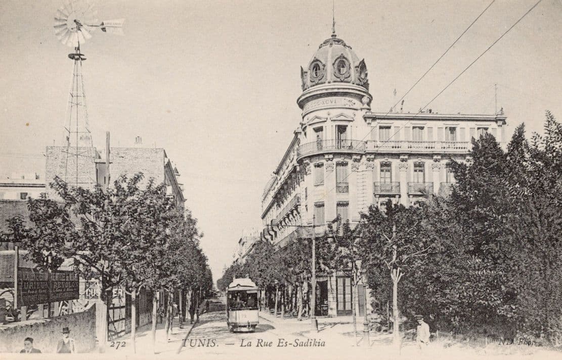 Tunis La Rue Es Sadikia Tram Transport Old Postcard