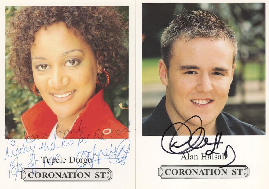 Tupele Dorgu Alan Halsall 2x Coronation Street Hand Signed Photo s