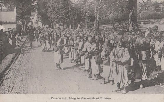 Turcos Turks Marching North Of Rheims French Antique Photo War Military Postcard