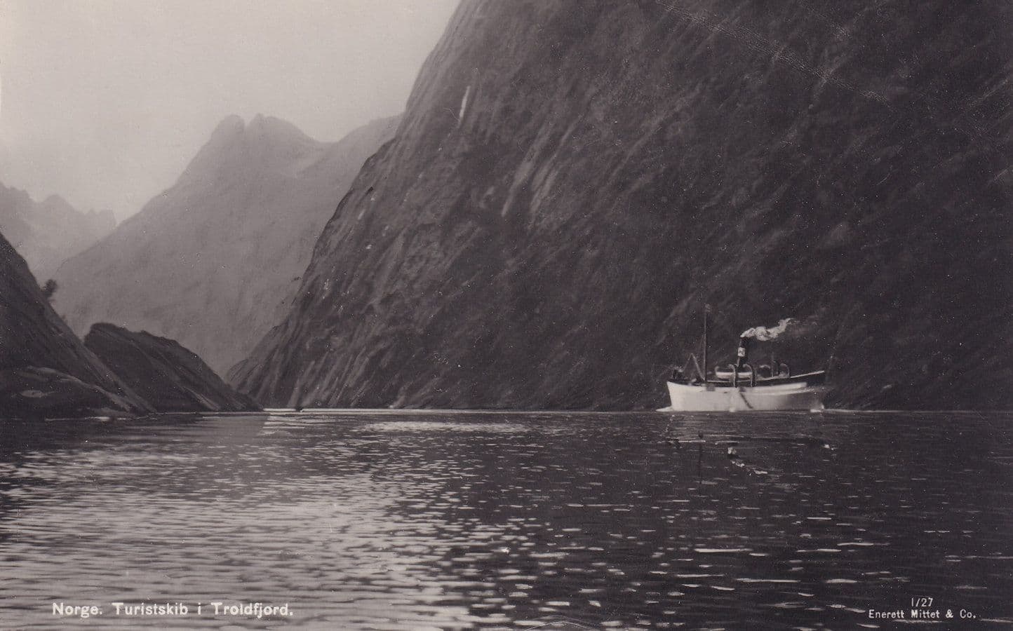Turistskib Troidfjord Norway Old Boat Dusk Postcard