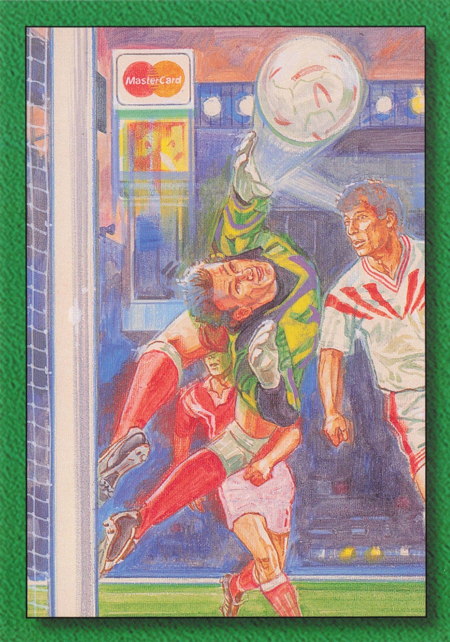 Turkey vs Denmark 1996 European Football Championships Painting Postcard