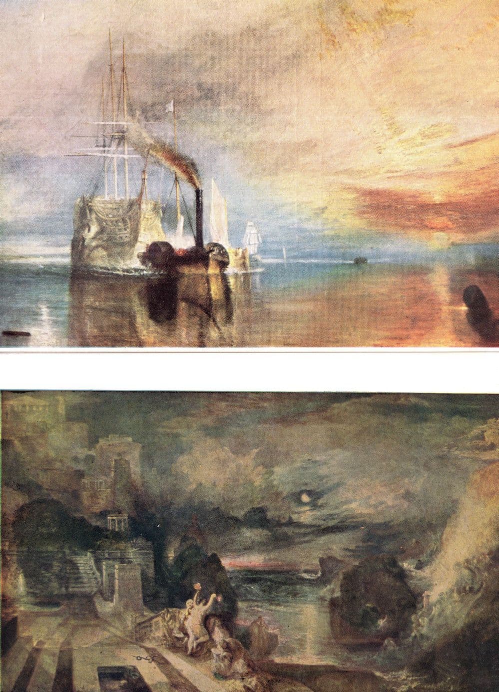 Turner The Parting Of Hero & Lender Fighting Temeraire 2x Painting Postcard s