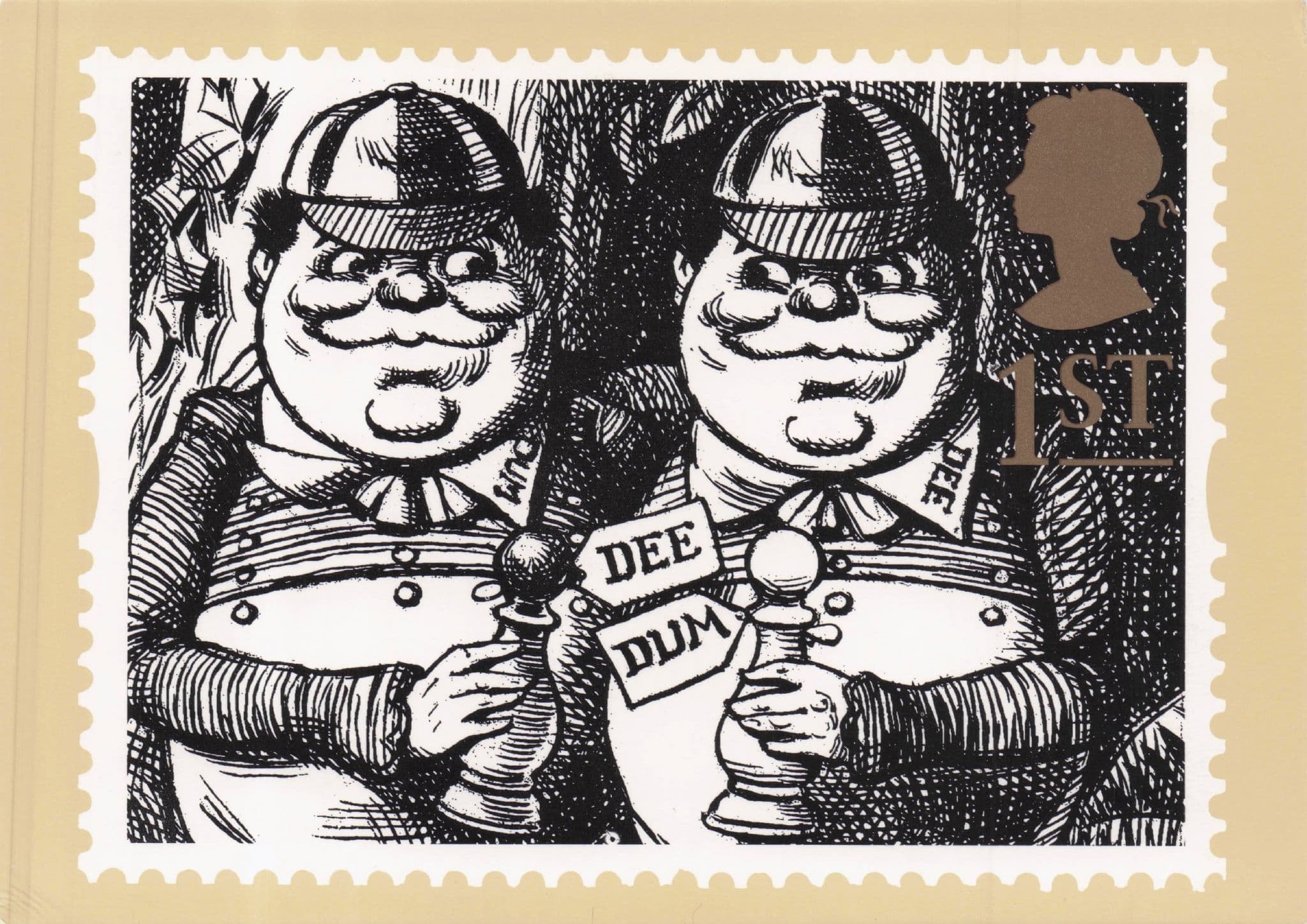 Tweedle Dee Dum Alice In Wonderland Book Stunning Rare Postcard
