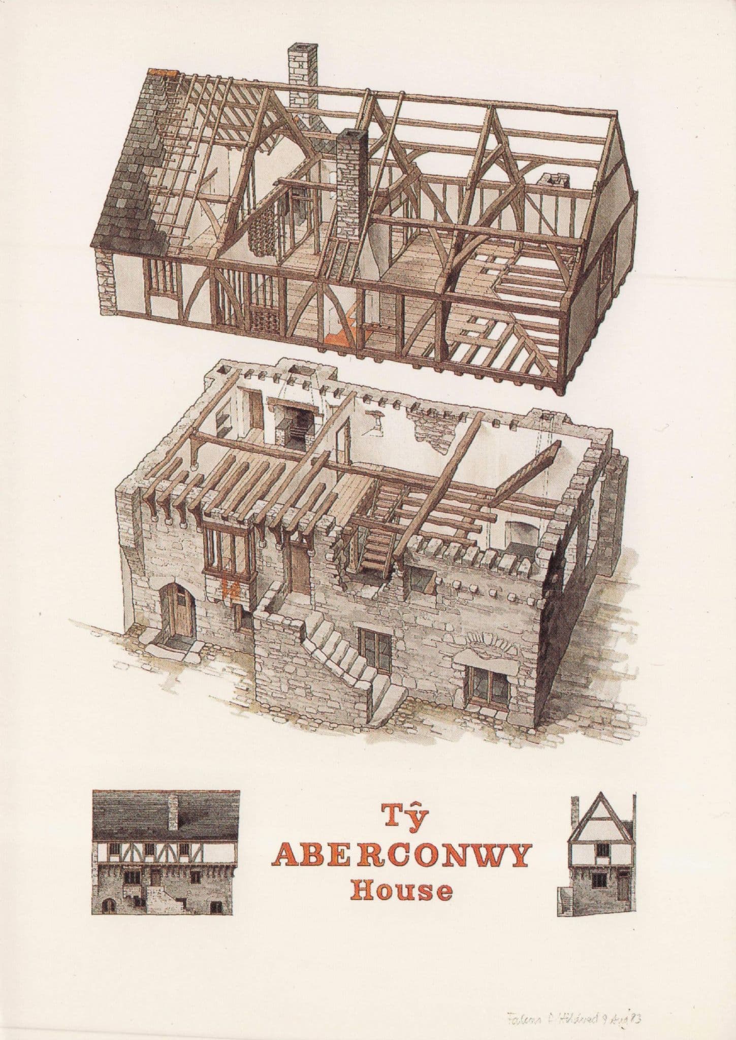 Ty Aberconwy House Welsh Skeleton Architecture Plans Postcard