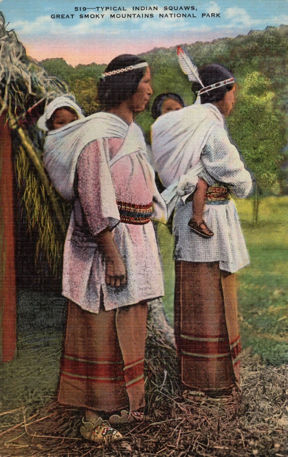 Typical Indian Squaws Great Smoky Mountains National Park Gatlinburg USA Old Postcard