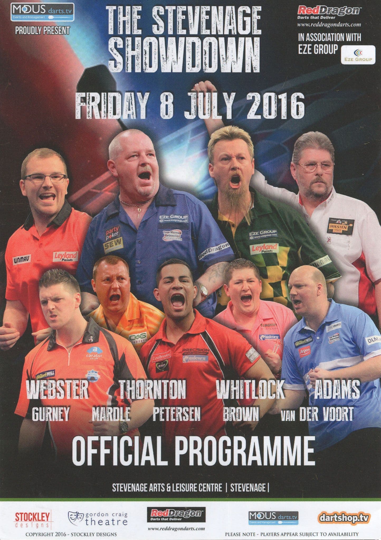 Ultimate Simon Whitlock Martin Adams Mark Webster 9X Darts Hand Signed Programme