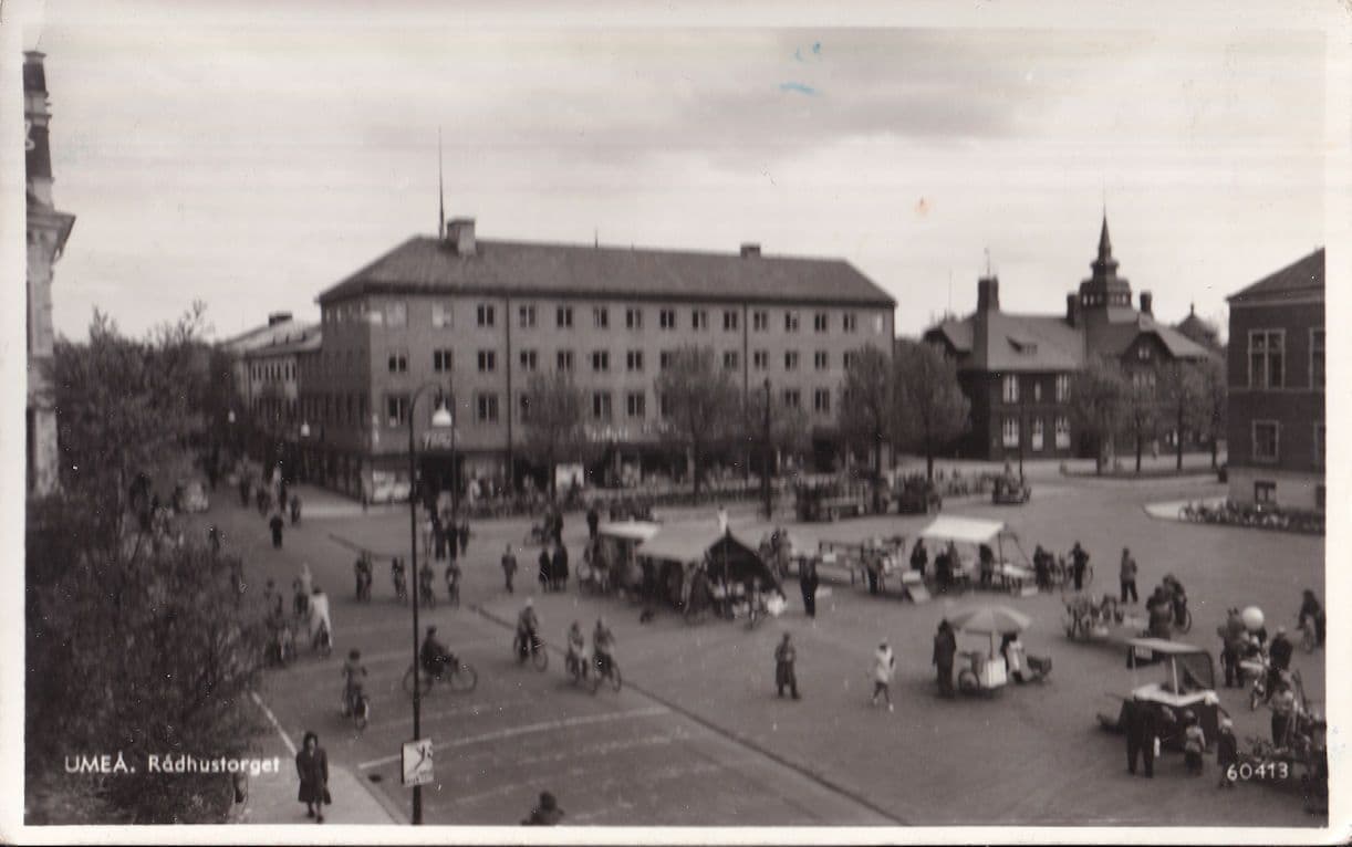 Umea Markets Sweden Old Real Photo Postcard