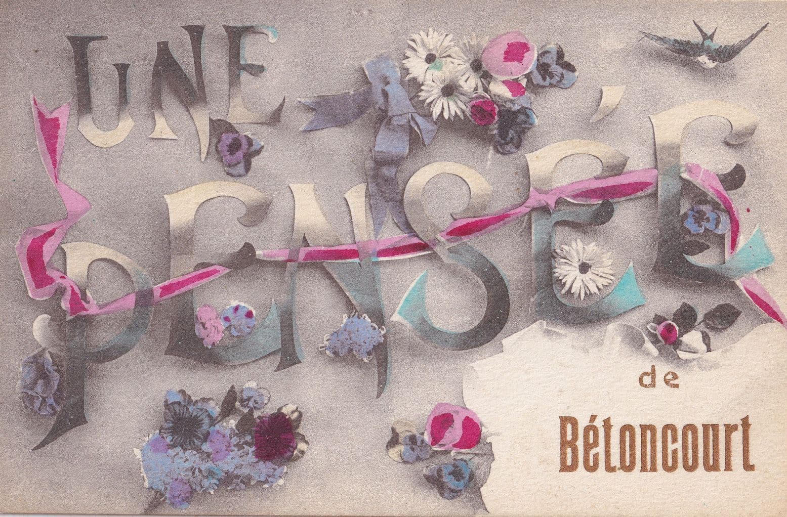 Une Pensee De Betencourt Old French Greetings Postcard