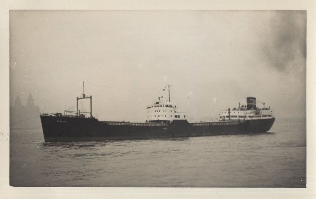 Unidentified 1957 Motor Vessel Cargo Ship Vintage Rare Photo