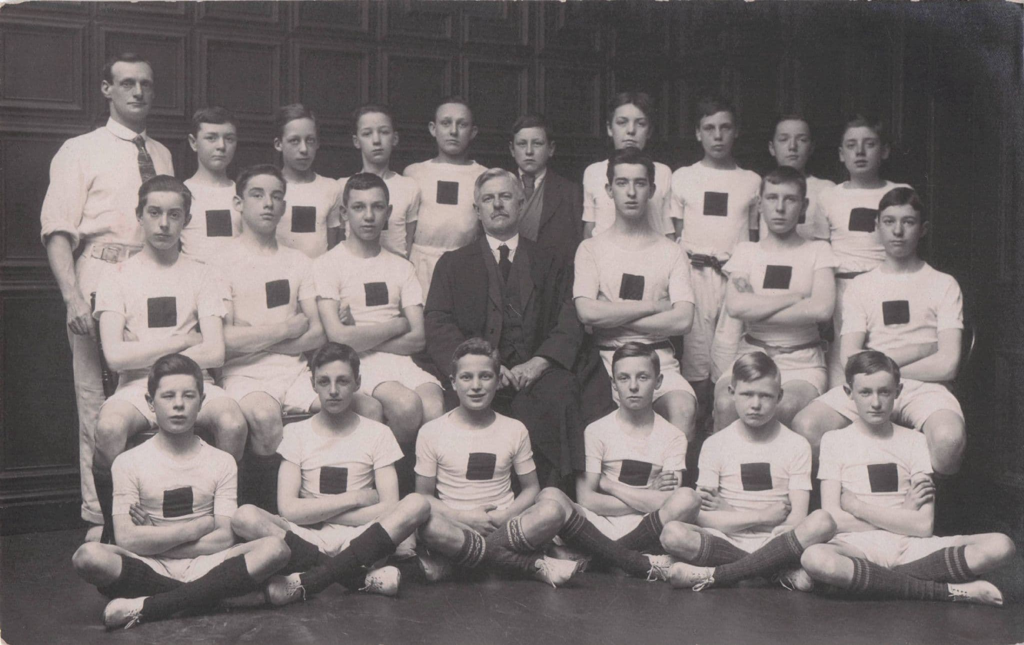 Unidentified School Football Team With Logo On Uniforms Old Postcard