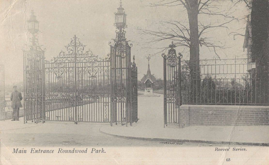 Uniform Attendant at London Roundwood Park Entrance Antique Postcard