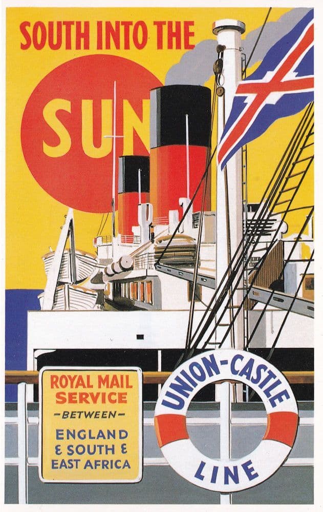 Union Castle Line England & South East Africa Ship Poster Postcard