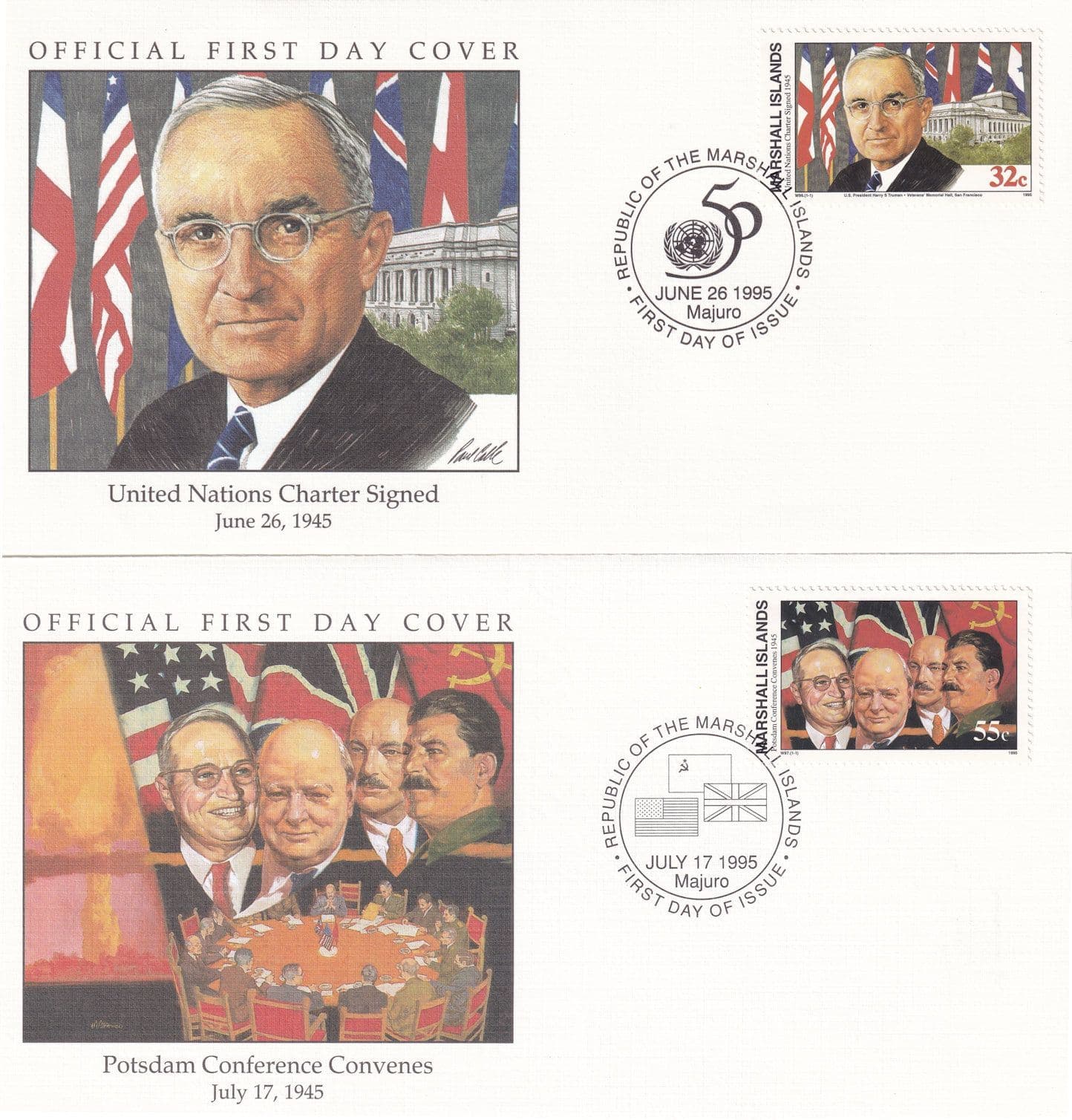 United Nations Charter Signed Potsdam Conference Convenes 2x First Day Cover