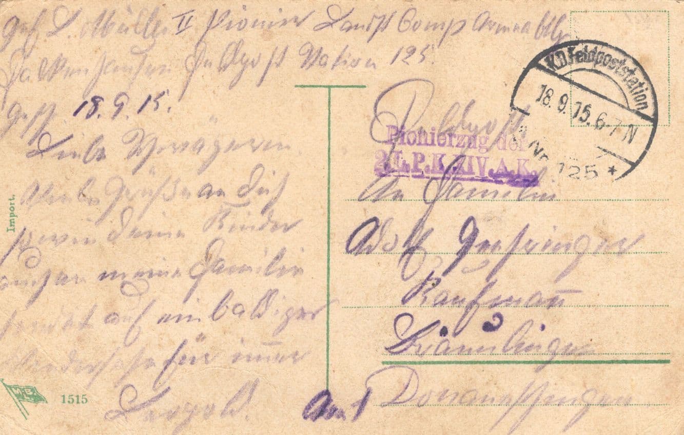 Unsere Pionere German Army WW1 Telegraph Poles Transport War Postcard