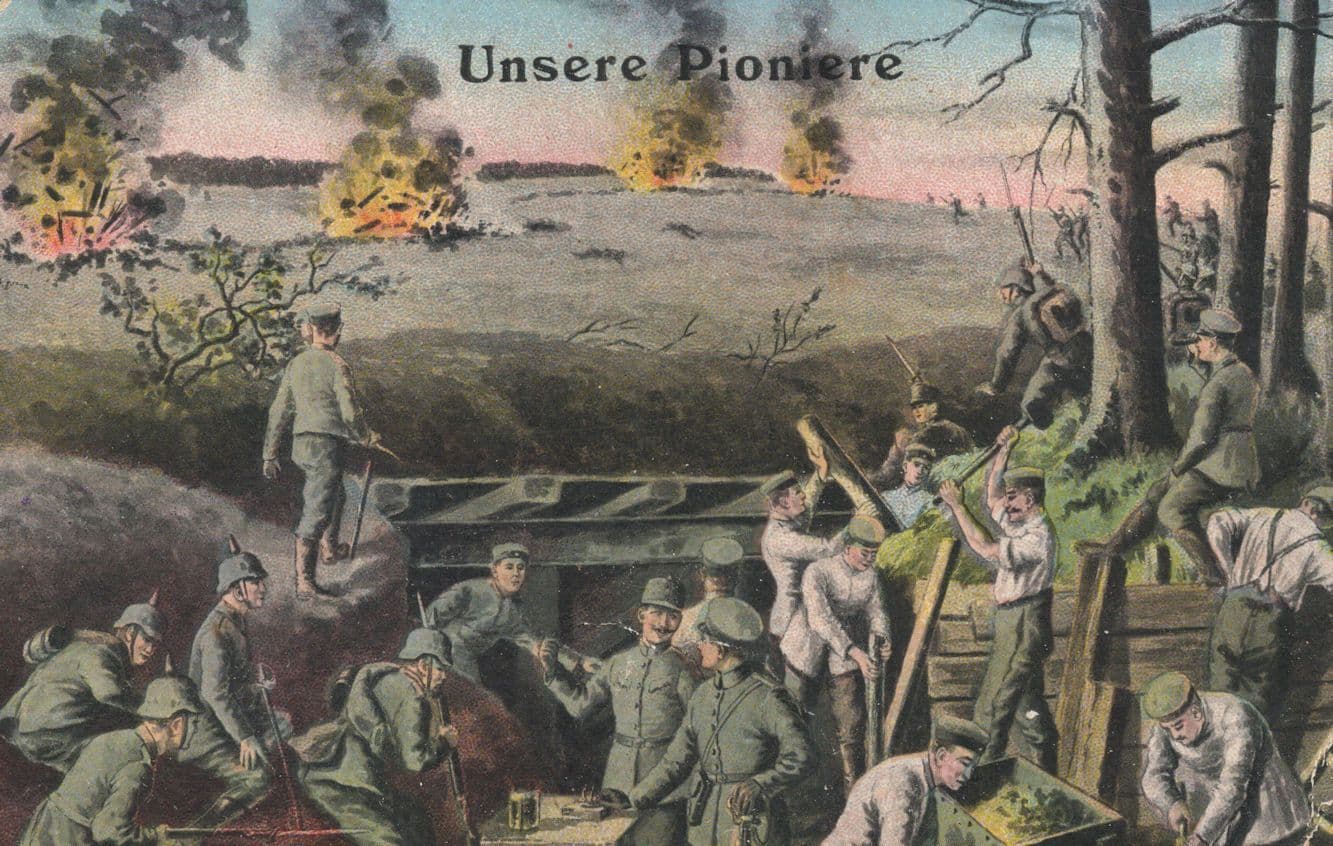 Unsere Pionere German War Bombing Raids WW1 Sent By Soldier Postcard
