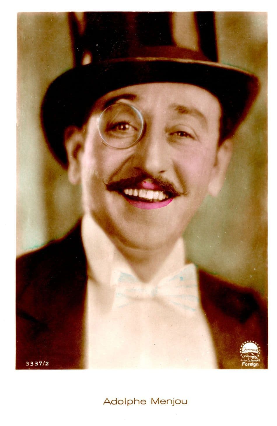 UNUSED Adolphe Menjou Movie Film Actor Hand Coloured Tinted Real Photo Postcard