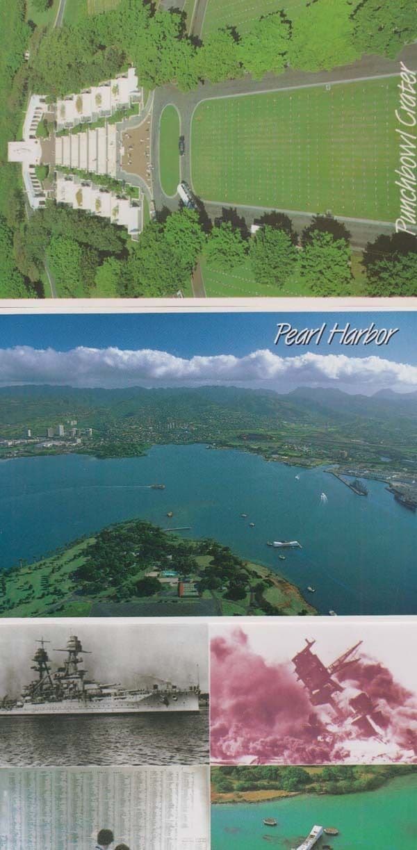 USS Arizona Ship Pearl Harbour Punchbowl Crater Dead 3x USA Military Postcard s