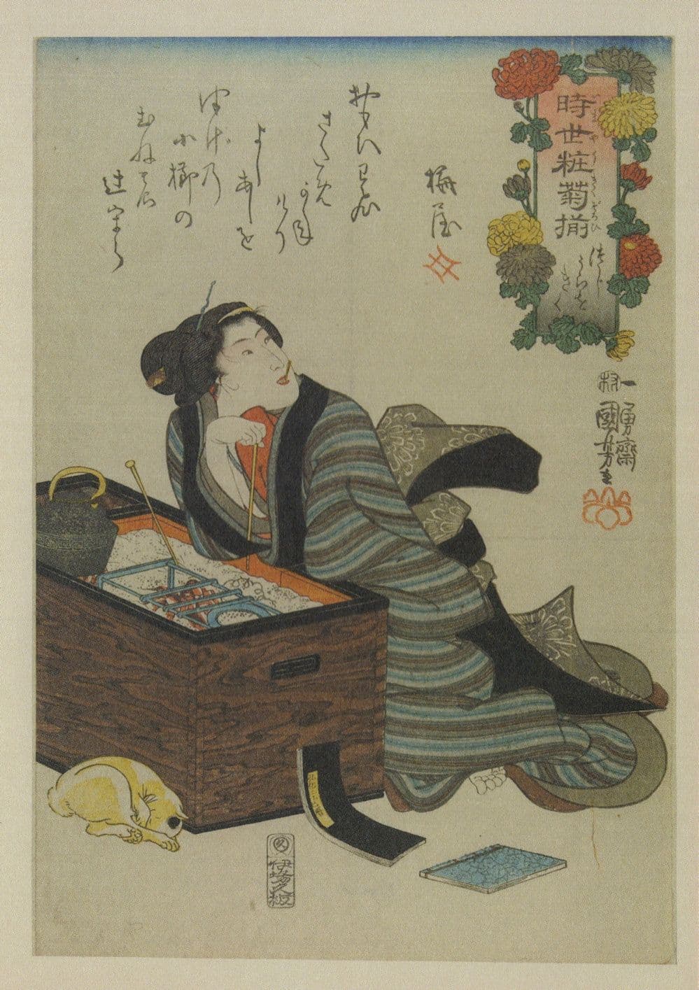 Utagawa Kuniyoshi Woman Having Fortune Told Occult Japanese Painting Postcard