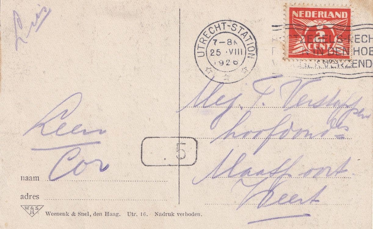 Utrecht Museumbrug Posted From Station in 1920 Antique Dutch Postcard