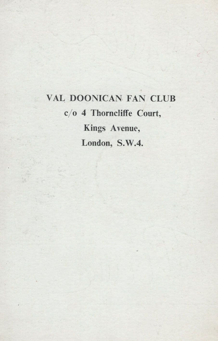 Val Doonican Double Signed 1960s Fan Club Hand Signed Photo
