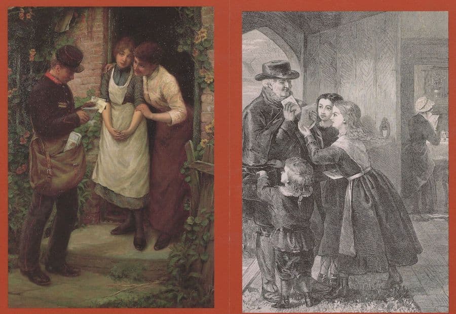 Valentines Day Victorian Royal Mail Postman 2x Postcard s