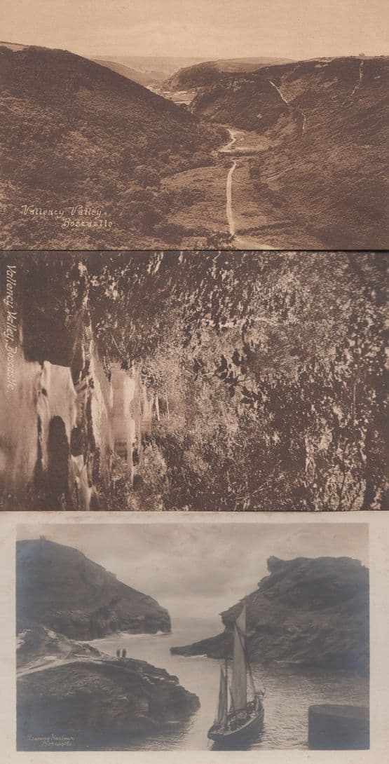 Vallency Valley Bocastle Antique Mint & Leaving Harbour Boat Sailing 3x Postcard