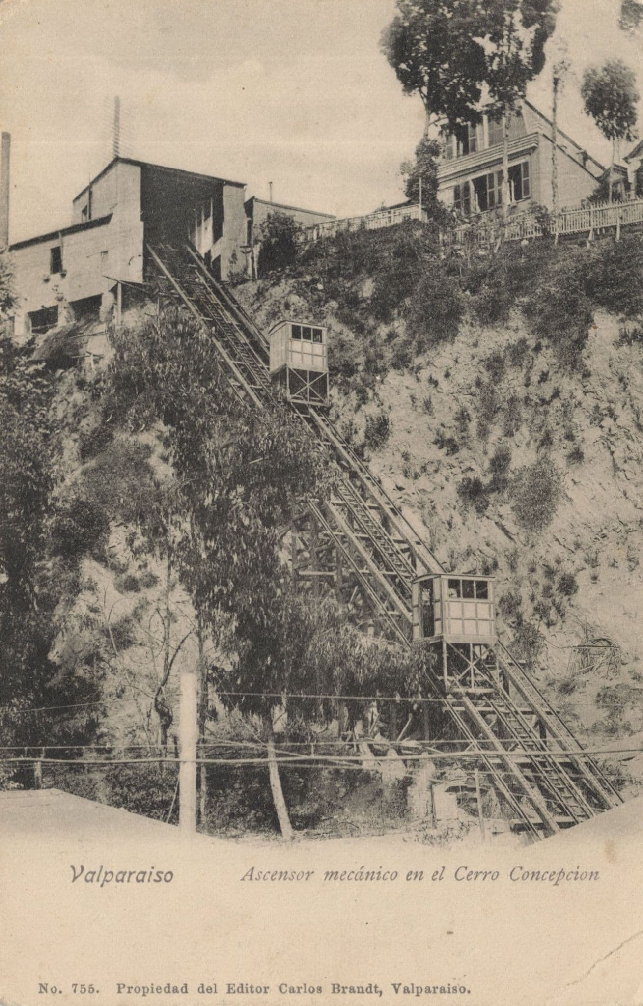 Valparaiso Chile Mexican Mecanico Elevator Cerro Concepcion Old Postcard