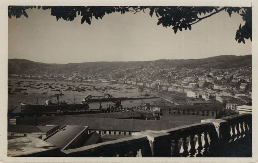 Valparaiso Harbour Antique Commanding Real Photo Chile Postcard