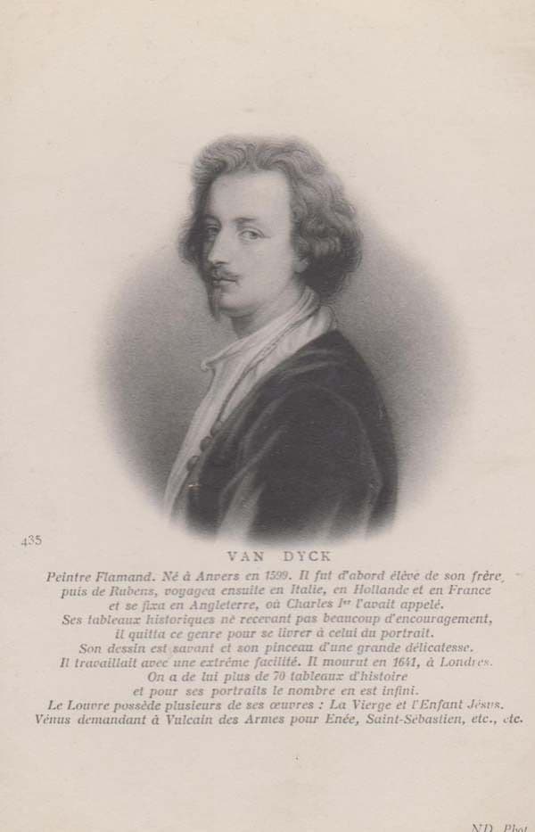 Van Dyck History Portrait Antique French France Postcard