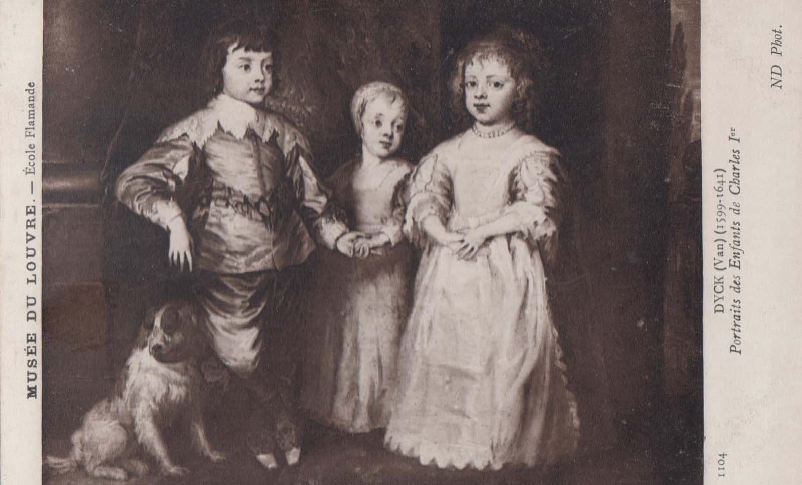 Van Dyck Portraits D'Enfants De Charles 1st 1 1641 Antique Painting Postcard