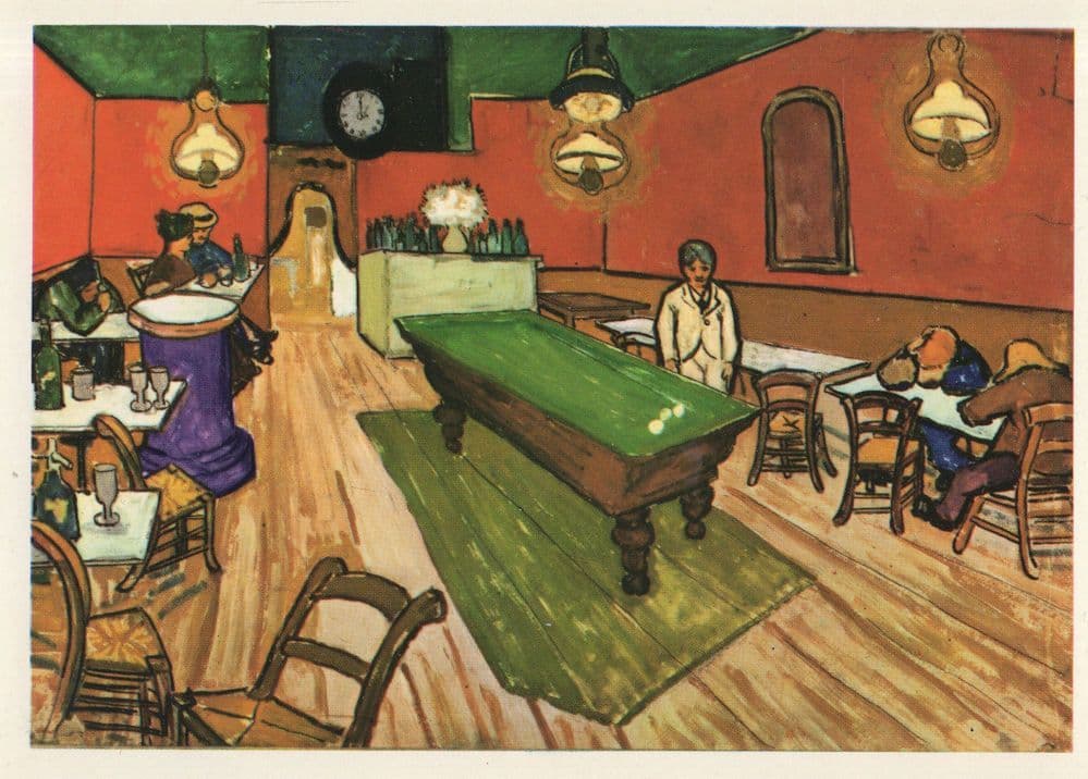 Van Gogh Cafe in Arles At Night Interior Rare Painting Postcard