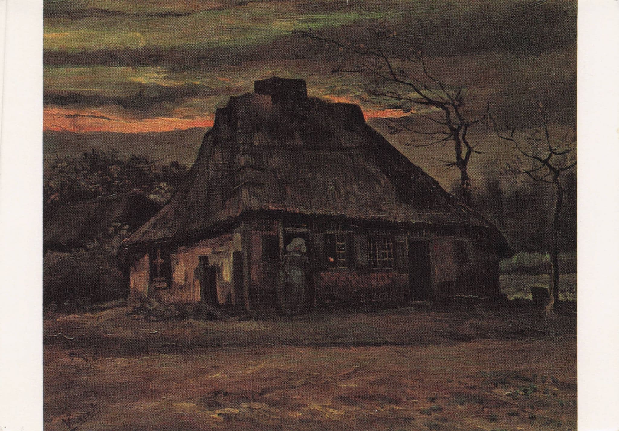 Van Gogh Museum Cottage At Twilight Painting Postcard