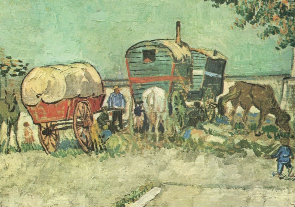 Van Gogh Romany Gypsy Gipsy Caravans Rare Painting Postcard