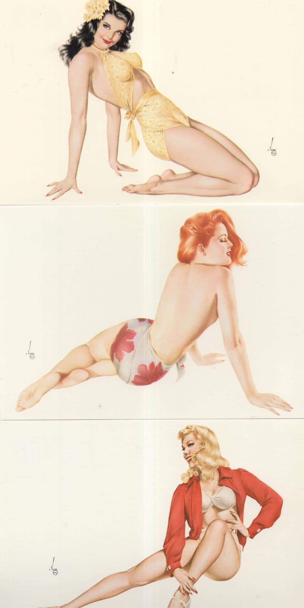 Varga Military Pin Up Glamour Girl 3x Postcard s