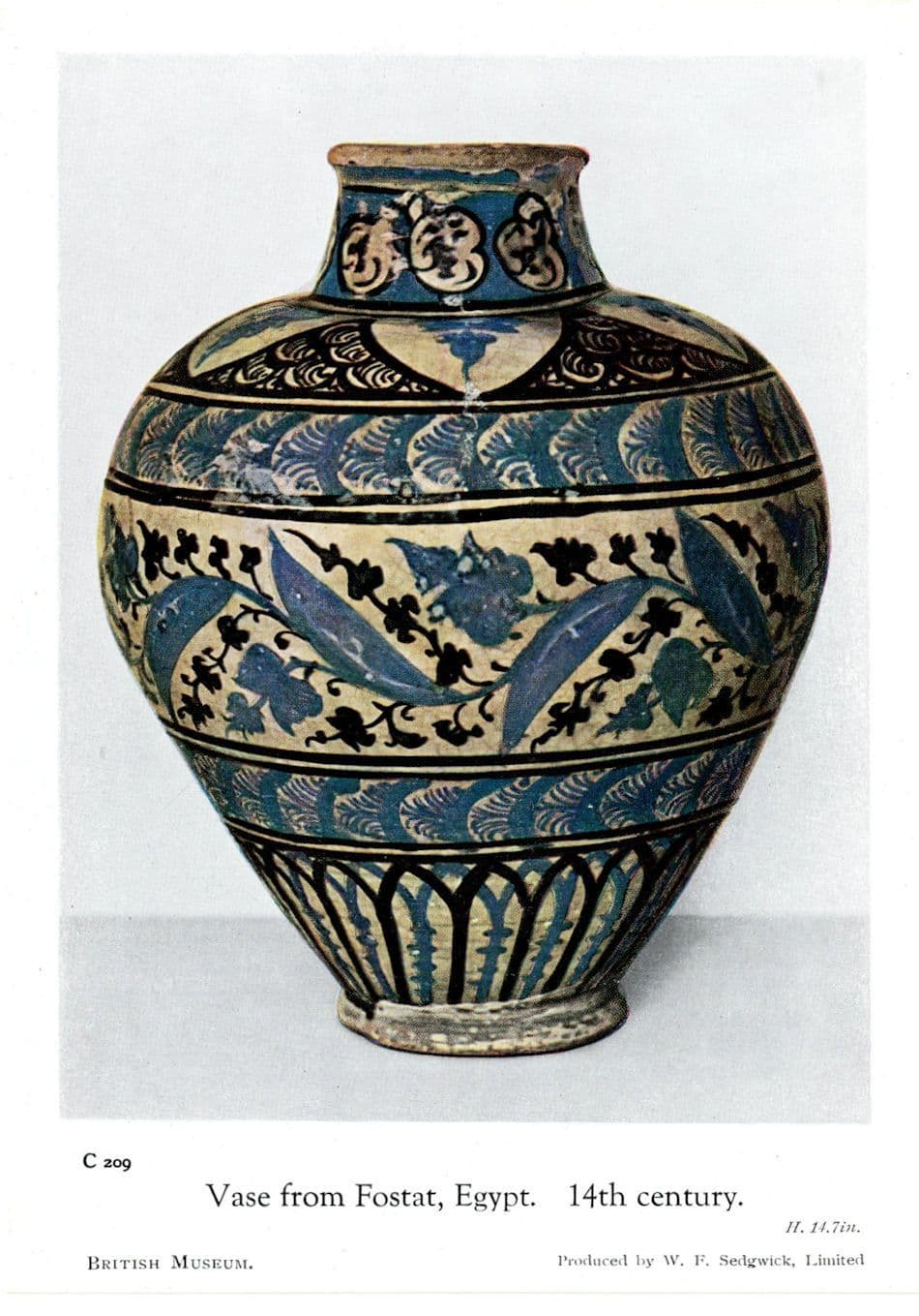 Vase From Fostat Egypt 14th Century Pottery Bowl Old Postcard