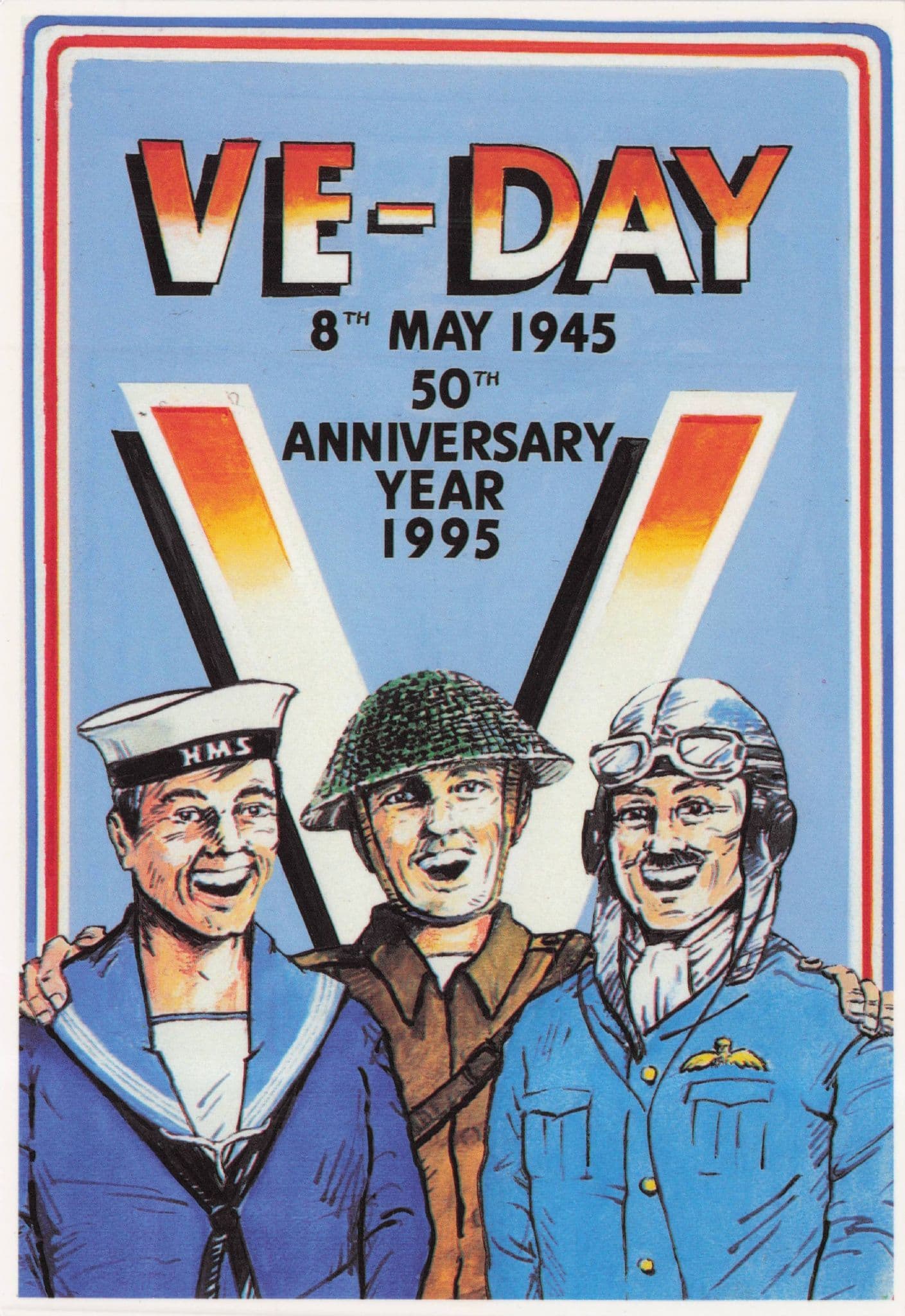 VE Day Anniversary 1995 Poster London Mayfair Postcard