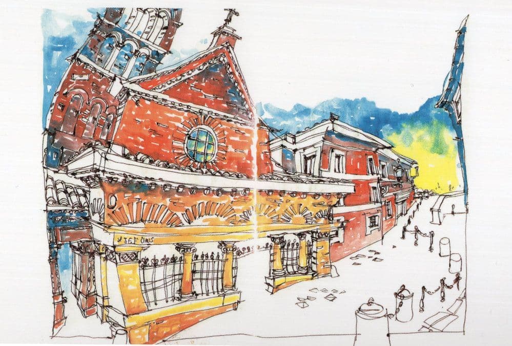 Velabro Rome Italy Stunning Sketch Drawing Painting Postcard