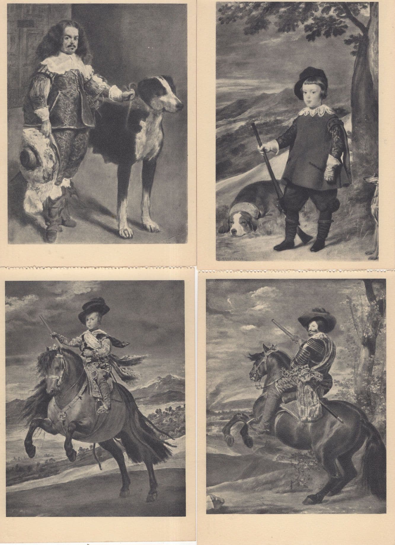 Velasquez 4x Horse Gun Rifle Antique Museum Painting Postcard s