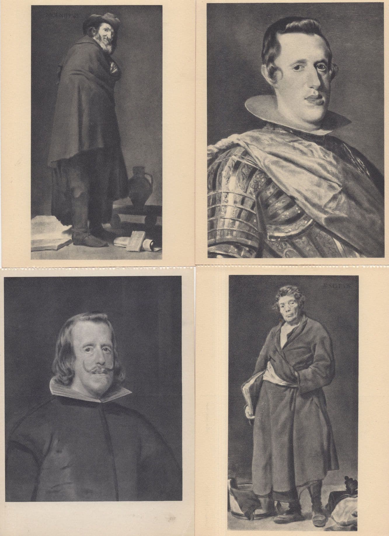 Velasquez Menipo Felipe IV Esopo 4x Antique Noble Painting Postcard s