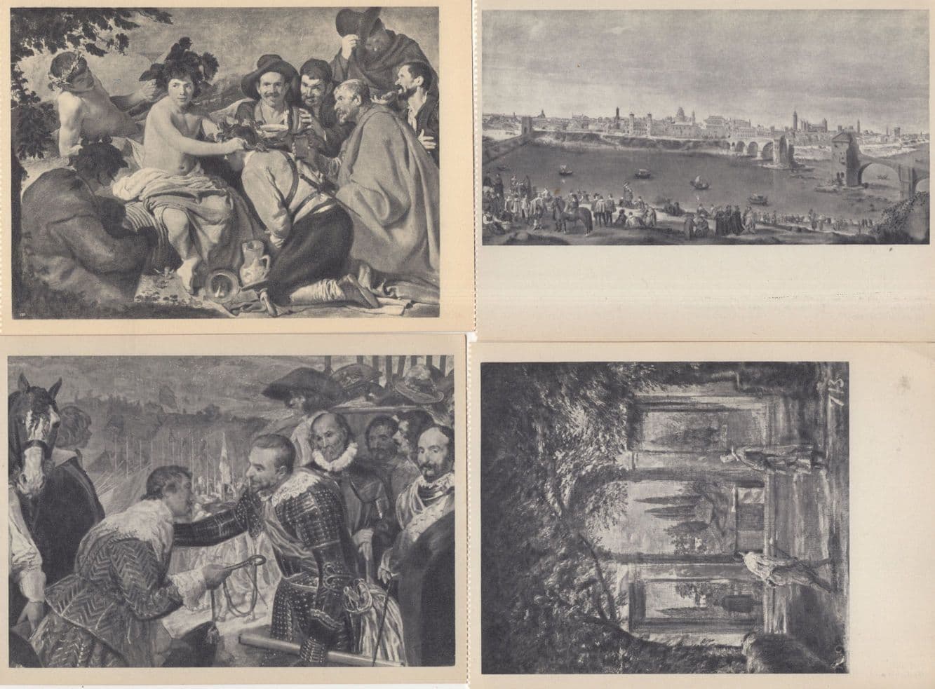 Velasquez Zaragoza Los Borrachos 4x Old Painting Postcard s