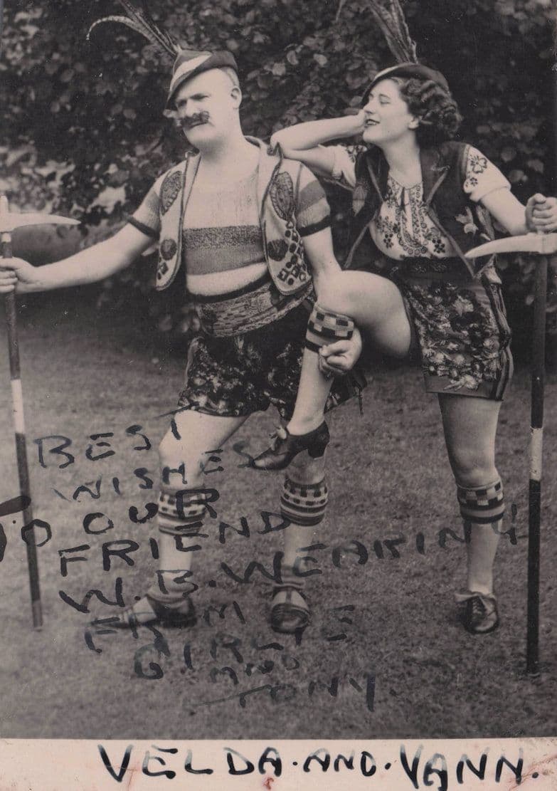 Velda & Vann 1930s Comedian Duo Old Hand Signed Photo