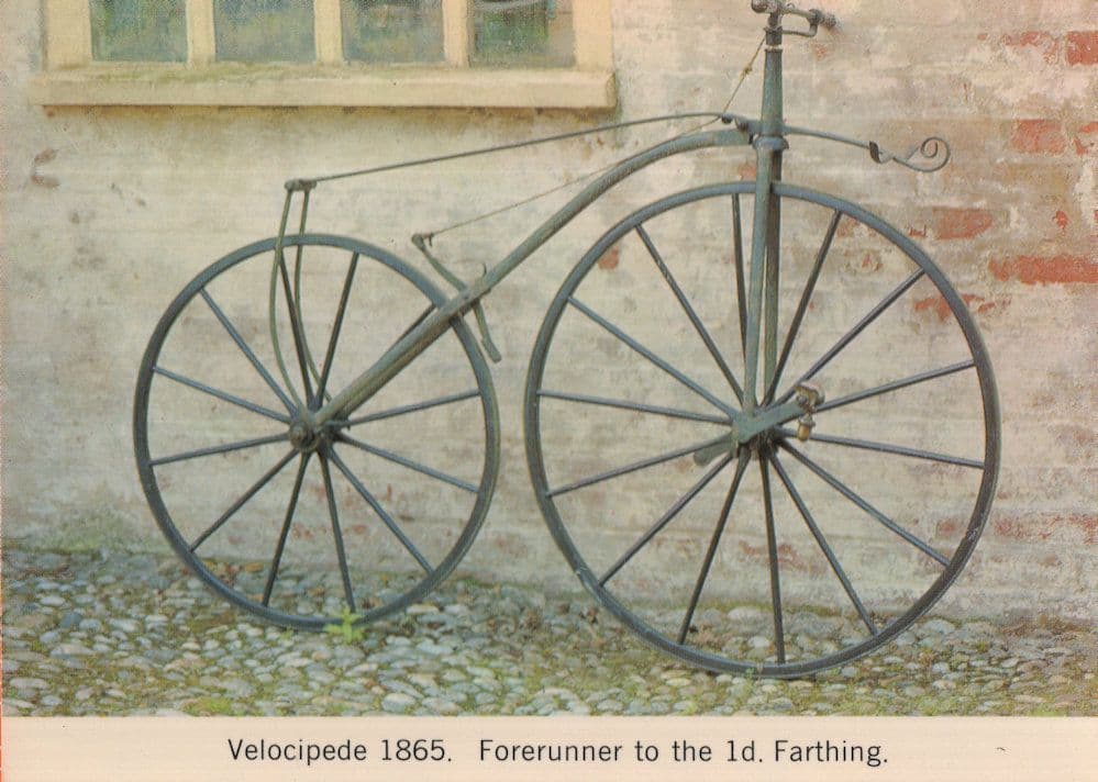 Velocipede Victorian Pre Penny Farthing Old Bicycle Rare Postcard