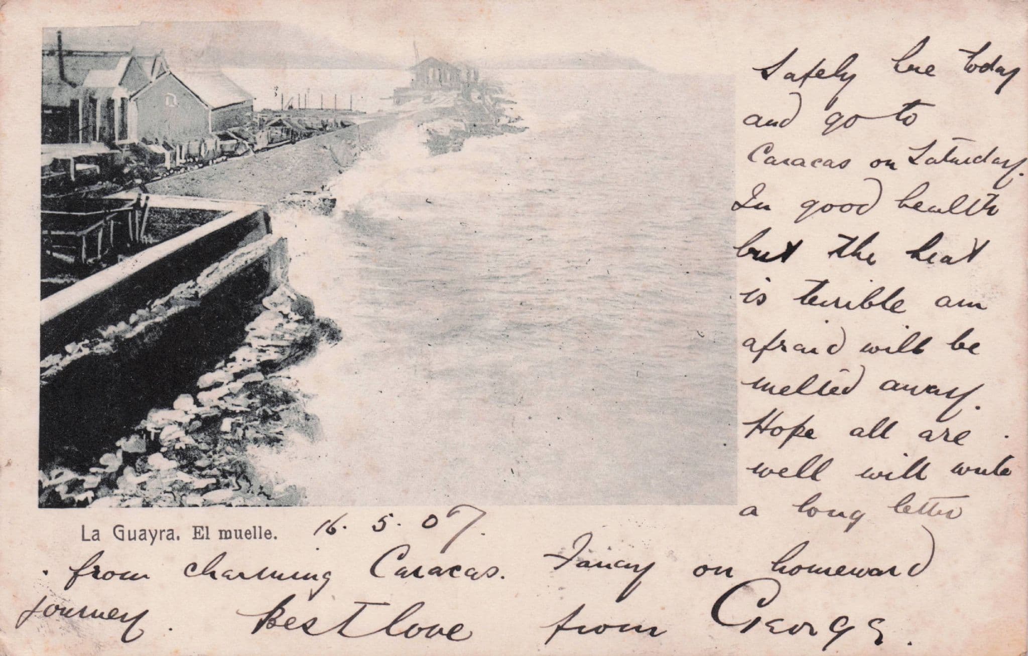 Venezuela La Guayra El Muelle Disaster Weather Old Postcard