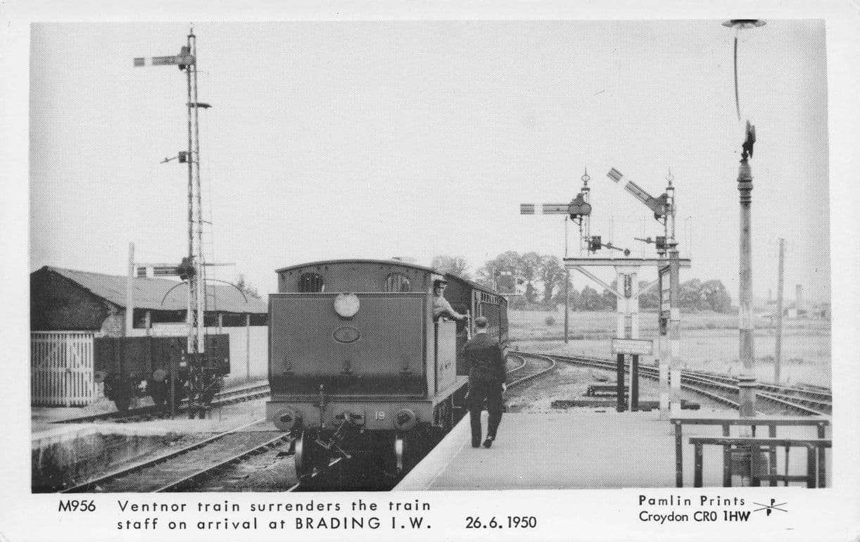 Ventnor Train At Brading Station in 1950 Pamlin Prints Railway RPC Postcard