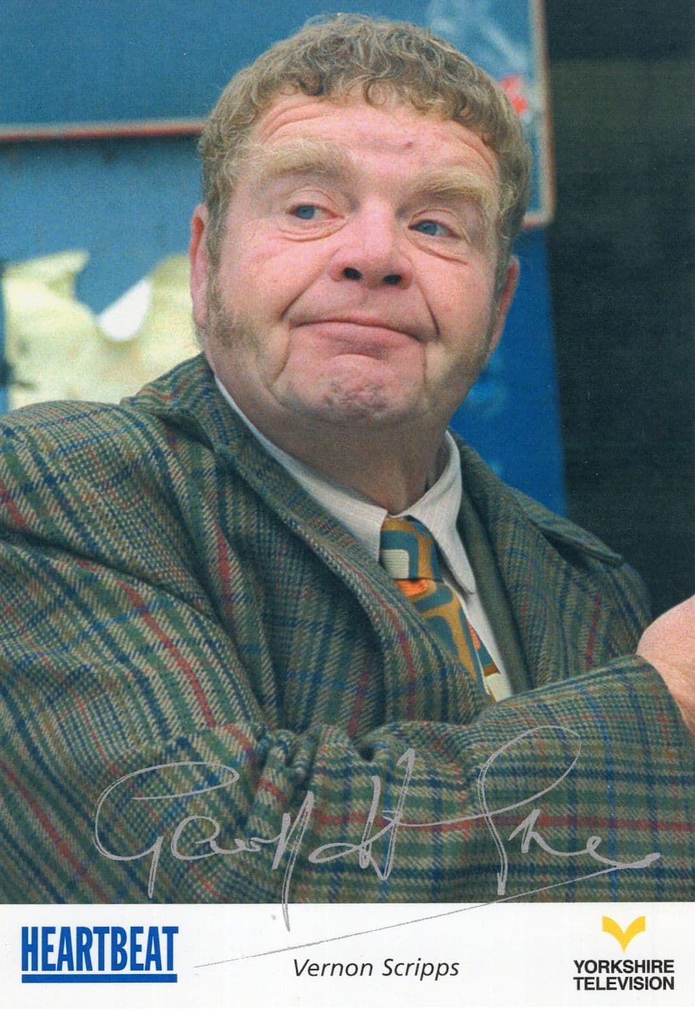 Vernon Scripps Geoffrey Hughes Pre Printed Heartbeat Signed Cast Card