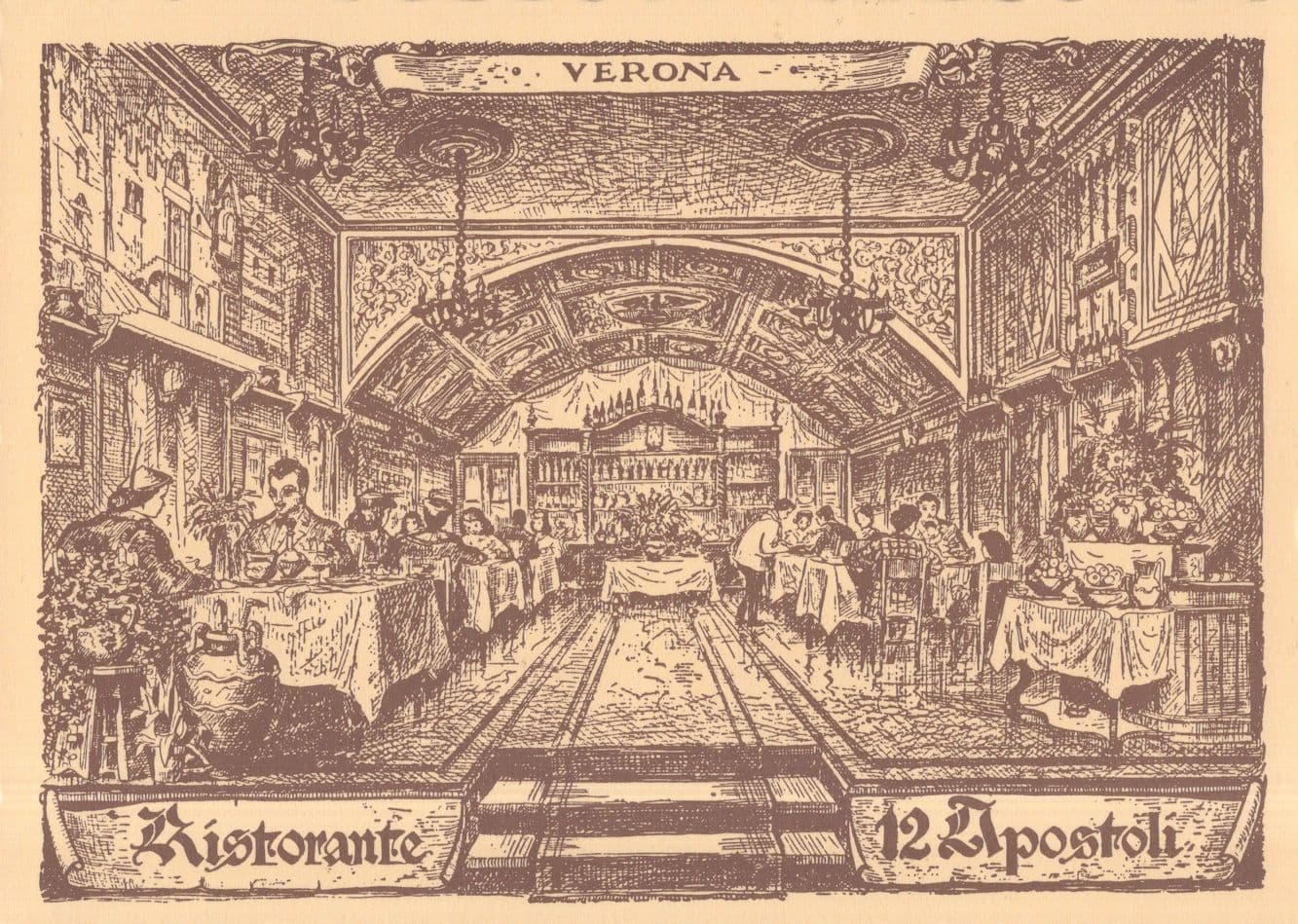 Verona Ristorante 12 Apostoli Italian Restaurant 1990s Advertising Postcard