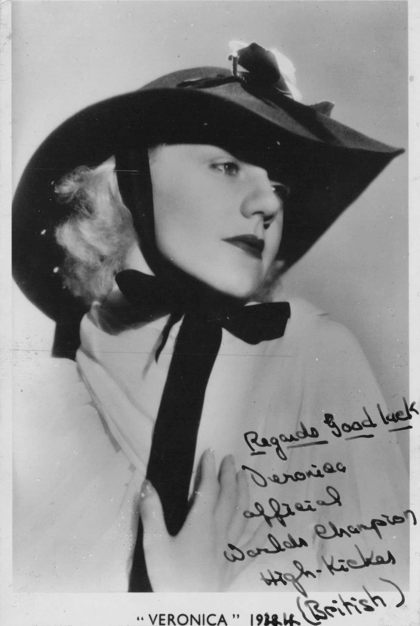 Veronica 1930s High Kicker Martial Arts Lady WW2 Old Hand Signed Photo