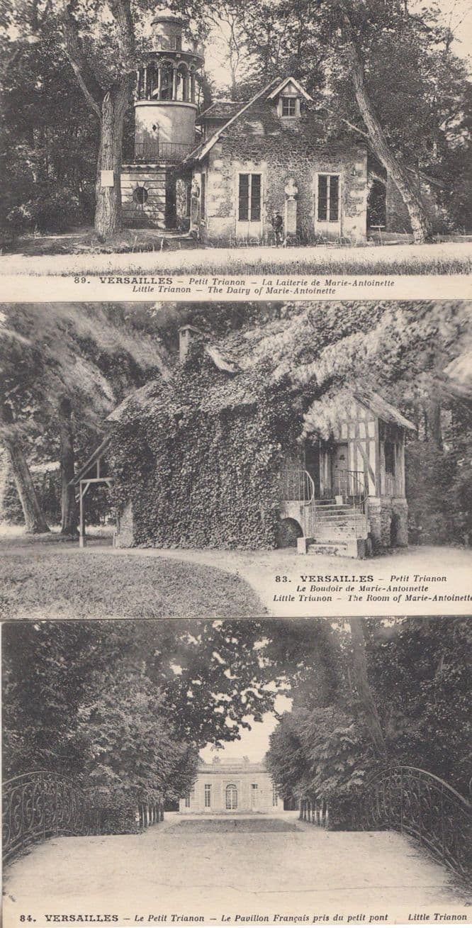Versailles Le Petit Trianon Dairy Pavillion Boudoir 3x Antique French Postcard s
